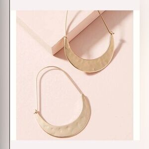 Anthropologie Gold Crescent Hammered Hoop Earrings